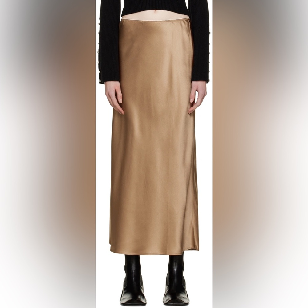 Reformation Layla Silk Skirt - Croissant - 4 -Barley Worn